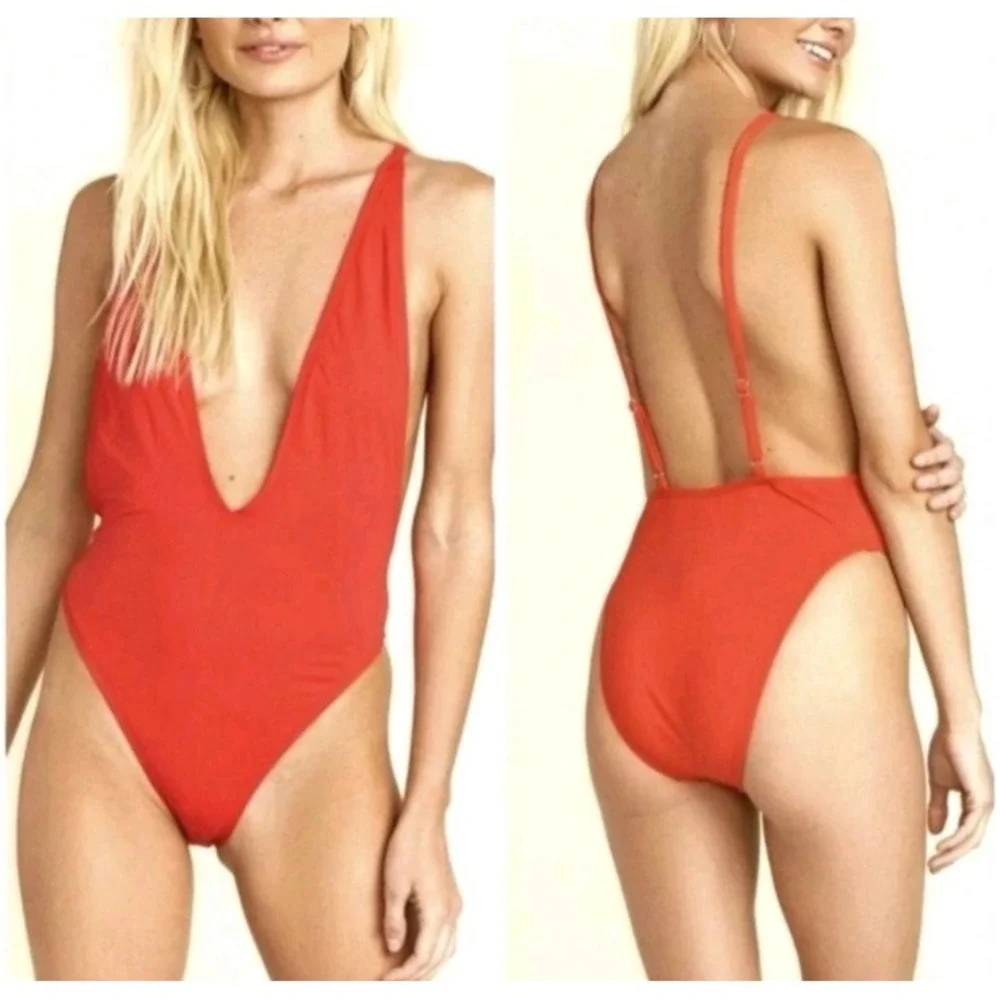 Dippin' Daisy's Sz Large Black Deep Plunge One Piece Swimsuit NWT